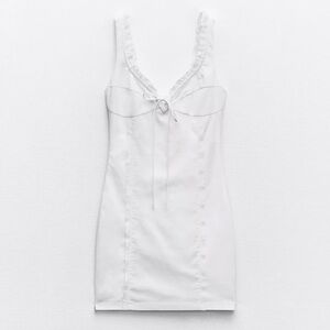 Zara White Lace Trim Mini Dress Sz Xs